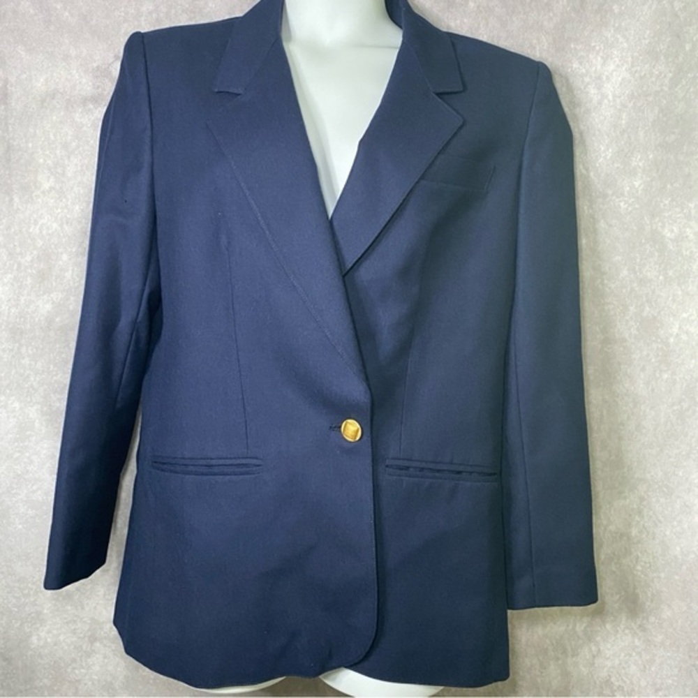 Giorgio Sant Angelo Wool‎ Blazer 12 Navy Academia Preppy Quiet Luxury Old Money